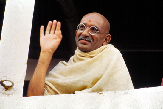 Ben Kingsley as Mahatma Gandhi in the film 'Gandhi'