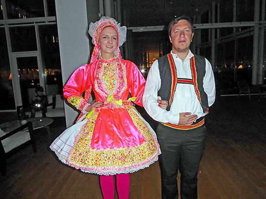 Croatian folk dancers dressed in traditional costumes