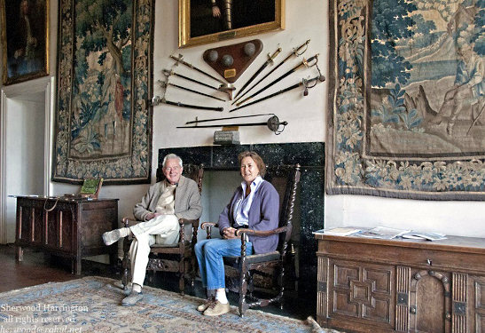 Brendan and Alison seated in the Birr Castle entrance hall 