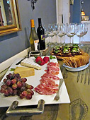Wine & Cheese hour table spread at The Lavender Inn, Ojai