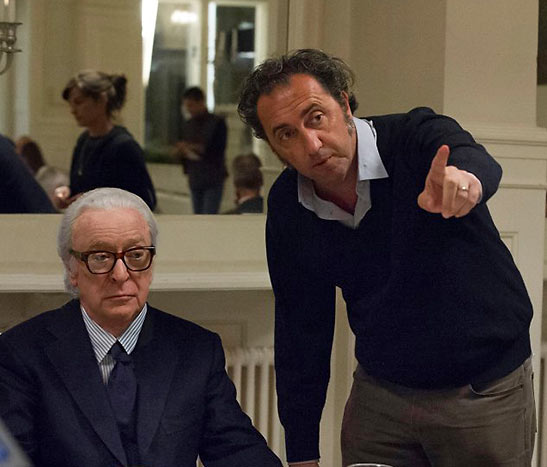 writer/director Paolo Sorrentino and Michael Caine working together in a scene from the film 'Youth'