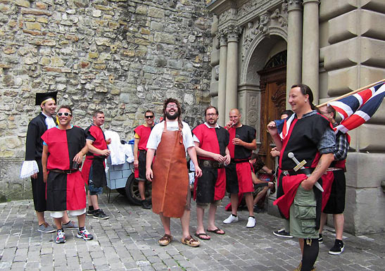 bachelor party in medieval costumes, Bern