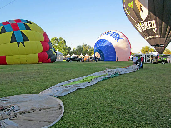 crews preparing balloons for take-off at the Summerfest, Temecula Valley Balloon & Wine Festival