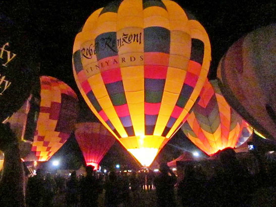 illuminated balloons at the Hot Air Balloon Glow, Temecula Valley Balloon & Wine Festival