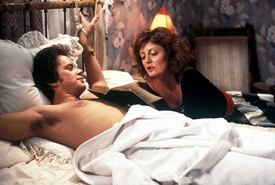 Susan Sarandon and Tim Robbins in a scene from the film 'Bull Durham'