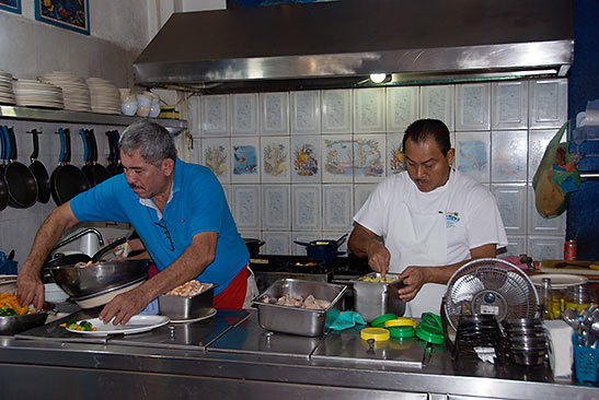 preparing food at La Isla de Marin's