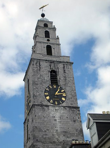 St. Anne Clock Tower showing the salmon weather vane on top, Cork City