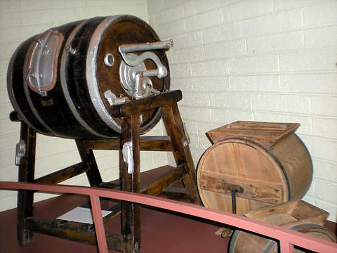 butter churns on display at the Cork Butter Museum