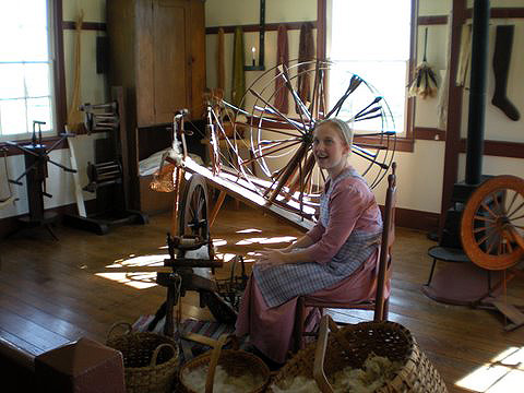 demonstration of spinning at Pleasant Hill