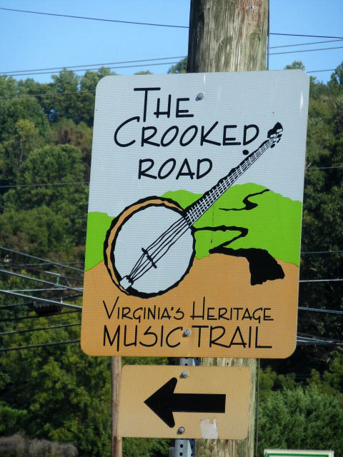 sign for the Crooked Road, southwestern Virginia
