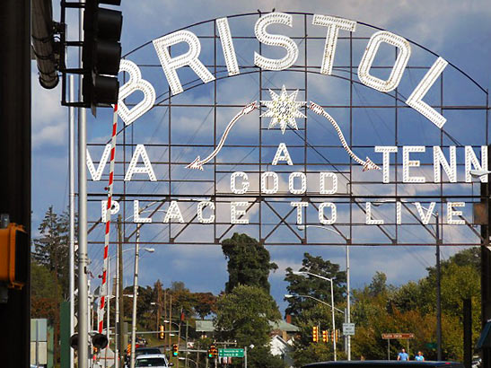 sign over Main Street, Bristol, Virginia