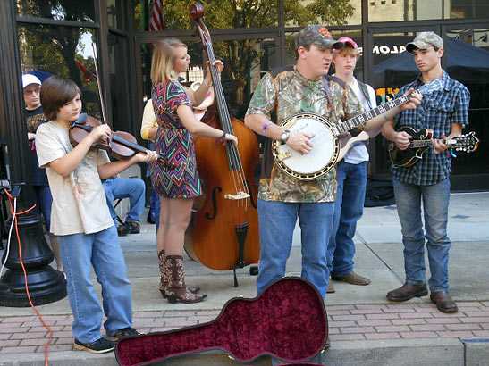 jam session on Main Street during Rhythm and Roots Festival