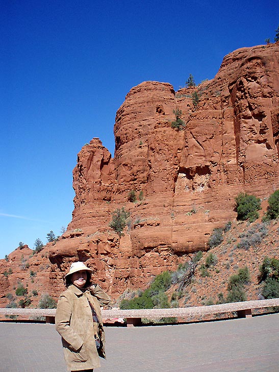 the author with red cliff rocks in the background, Sedona