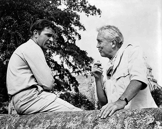 John Huston and Richard Burton on the set of 'The Night of the Iguanas'