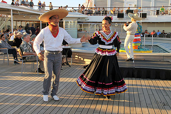 Mexican folkloric danceers performing onboard the mv Westerdam