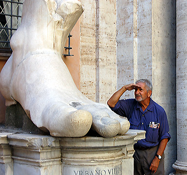 large statue of a foot in Rome