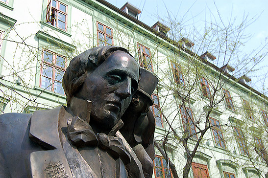 statue of Hans Christian Andersen in Bratislava, Slovakia