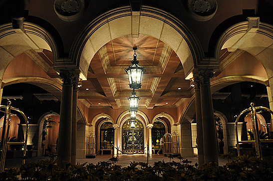 the entrance to the Grand Del Mar at night
