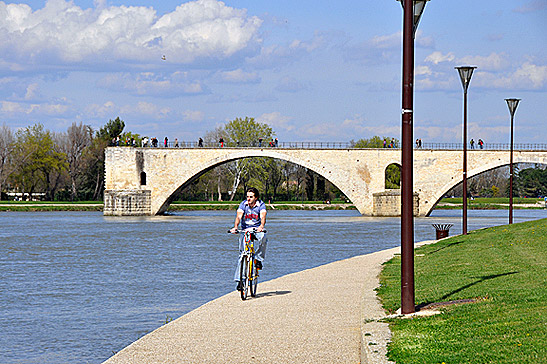 the le Pont St. Bénezet, viewed from the banks of the Rhône River, Avignon