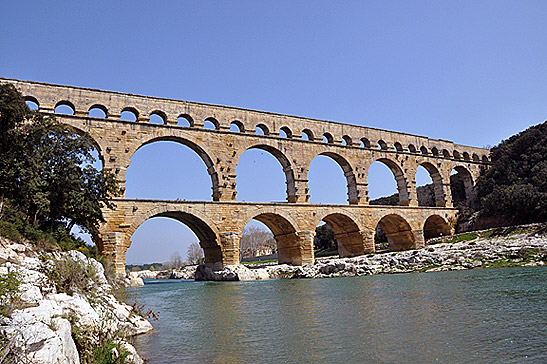 the Pont du Gard, a Roman aqueduct near Remoulins