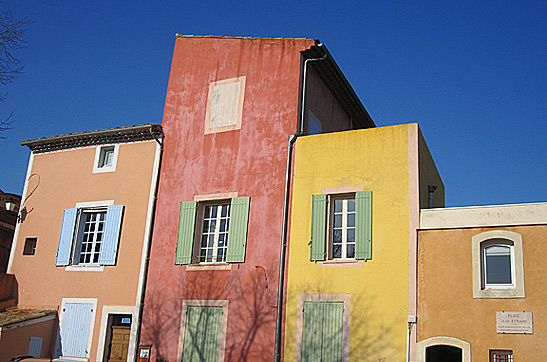 brightly-colored homes, the village of Roussillon in the Luberon