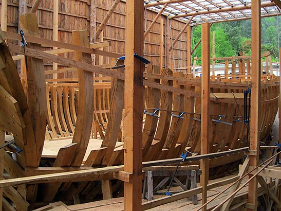replica of the Basque ship San Juan under construction
