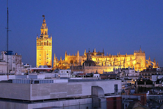 Seville Cathedral at night