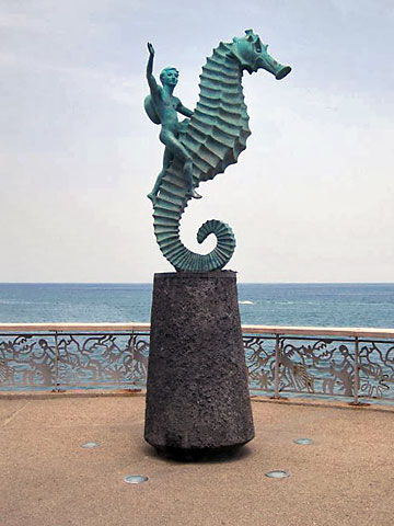 statue of a boy on a sea horse, Puerto Vallarta