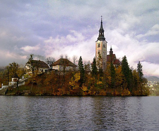 the Church of the Assumption on the Island in Bled, Slovenia