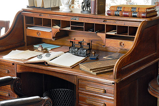 close-up of Frederick Douglass' table at Cedar Hill