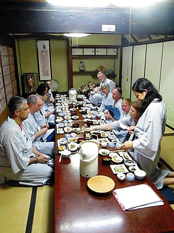 tour participants dining in their yukatas