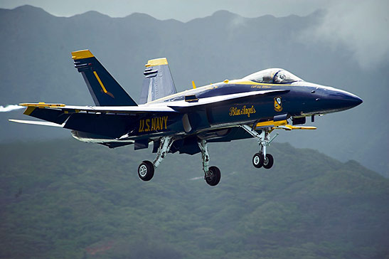 F/A-18 Hornet strike fighter of the US Navy Blue Angels