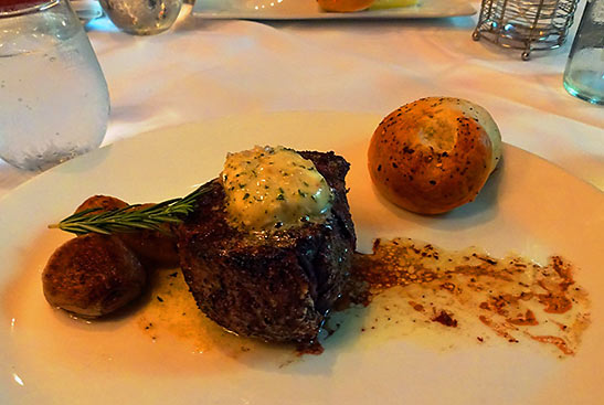 beef tenderloin dish at the Belvedere Room Restaurant
