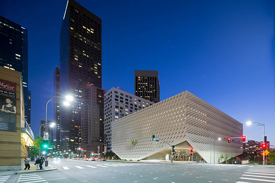 The Broad museum at night