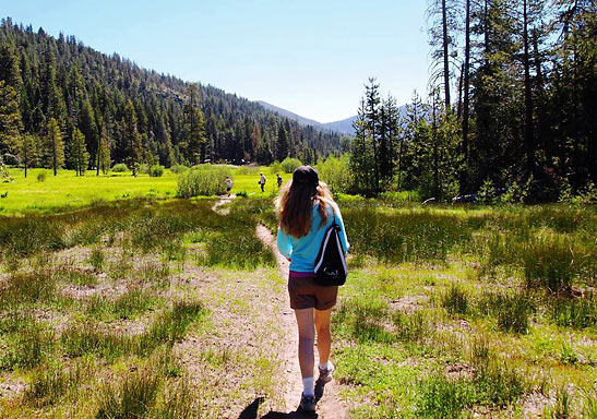 hikers at Lassen Volcanic National Park