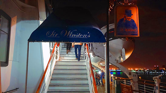 stairway to Sir Winston's Restaurant & Lounge at the Queen Mary