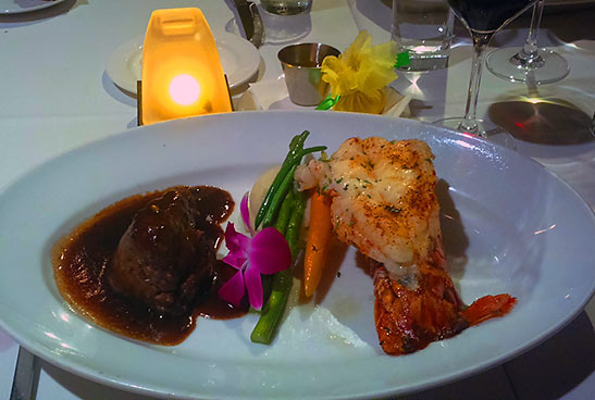 the surf and turf plate at Sir Winston's Restaurant & Lounge