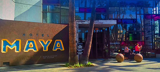 the entrance to Hotel Maya