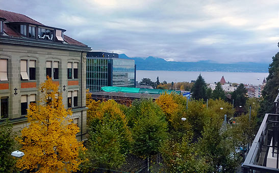 view of Lake Geneva from the Royal Savoy
