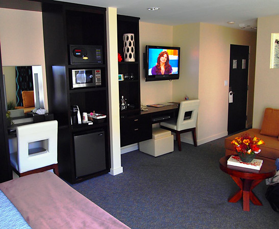 interior of one of the rooms at the Aurora Hotel & Spa