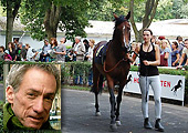 woman leading horse at Hoppegarten Racetrack