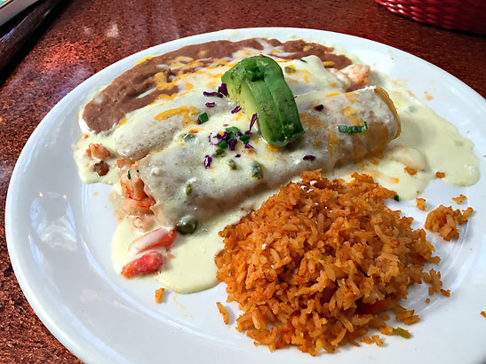 shrimp enchiladas at Miguel's Coronado, El Cordova Hotel, Coronado Island