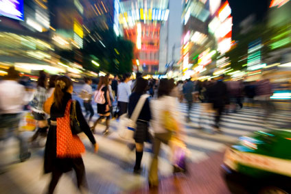 contemporary street scene in Tokyo