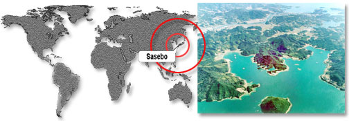 Sasebo: location map and aerial view