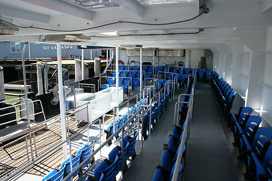 the Aleutian Ballad's stadium seating and catch tank