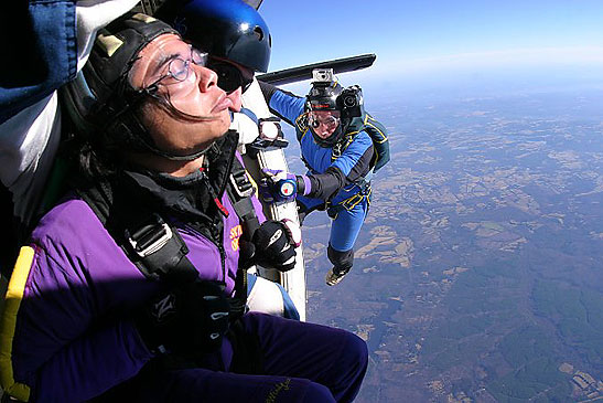 skydiver about to jump