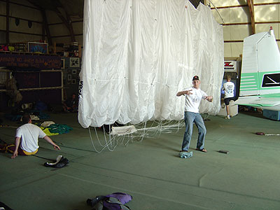 the author inside plane hangar