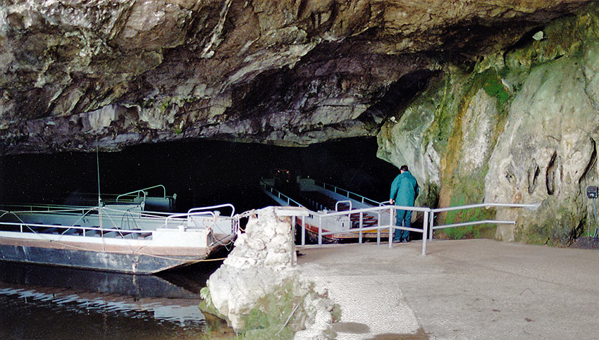 parked boats inside the HAN Grotto