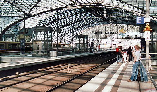 passengers waiting at Berlin's Hauptbahnhof train station