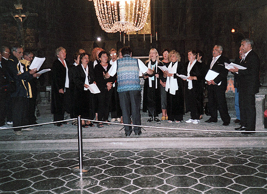 choir rehearsing underground at salt mine, Cracow, Poland